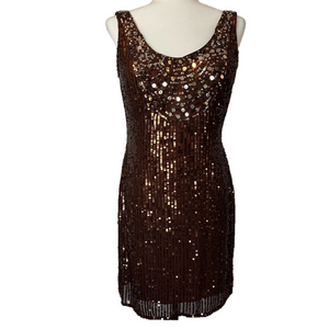 Vintage SCALA Elegant Sequin Brown Dress